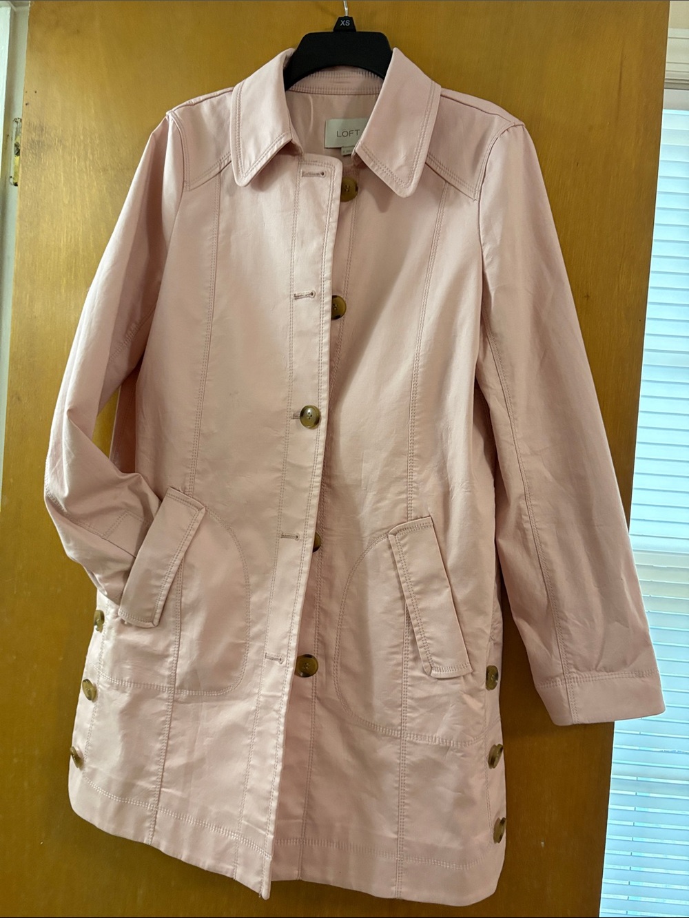 LOFT Blush Pink Single-Breasted Trench Coat
